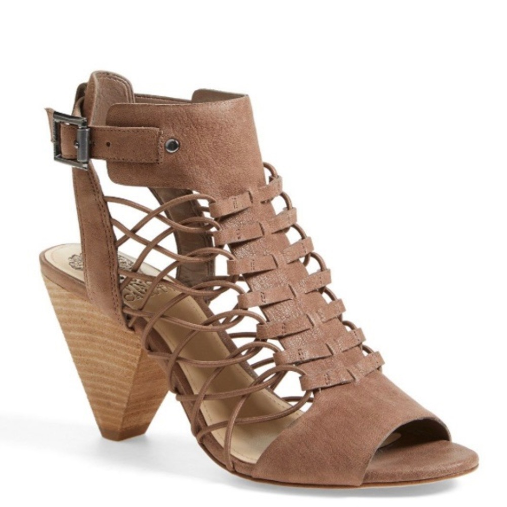 Vince Camuto ‘Evel’ Leather Heels in Smoke Taupe